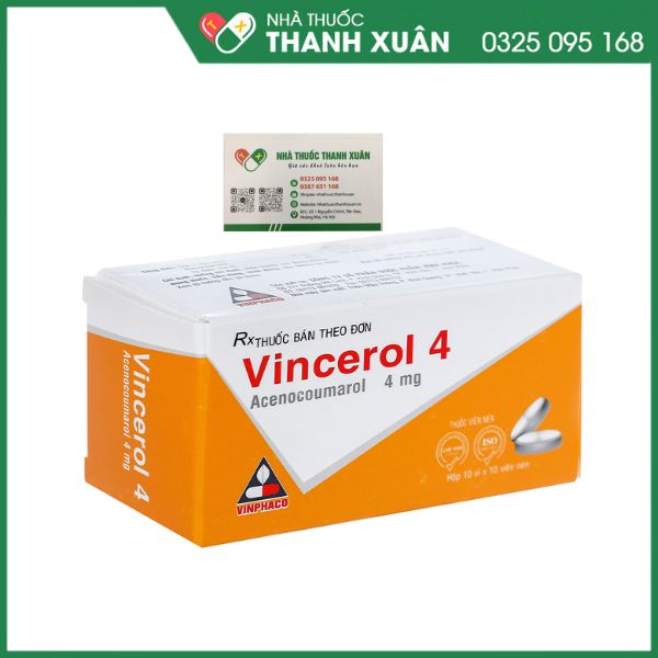 Vincerol 4mg - Phòng và trị huyết khối (10 vỉ x 10 viên)